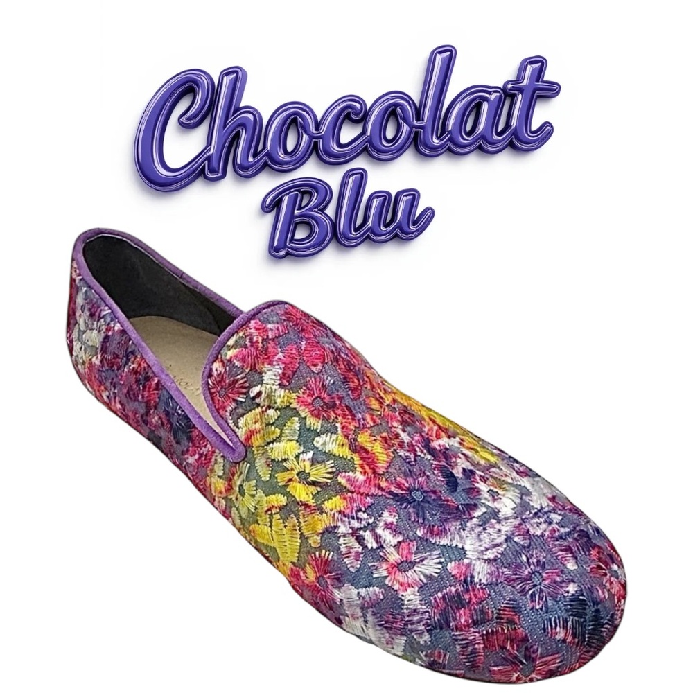 Chocolat Blu Carly Ballet Flats Purple Floral Slip On Comfort Women’s Size 7 M